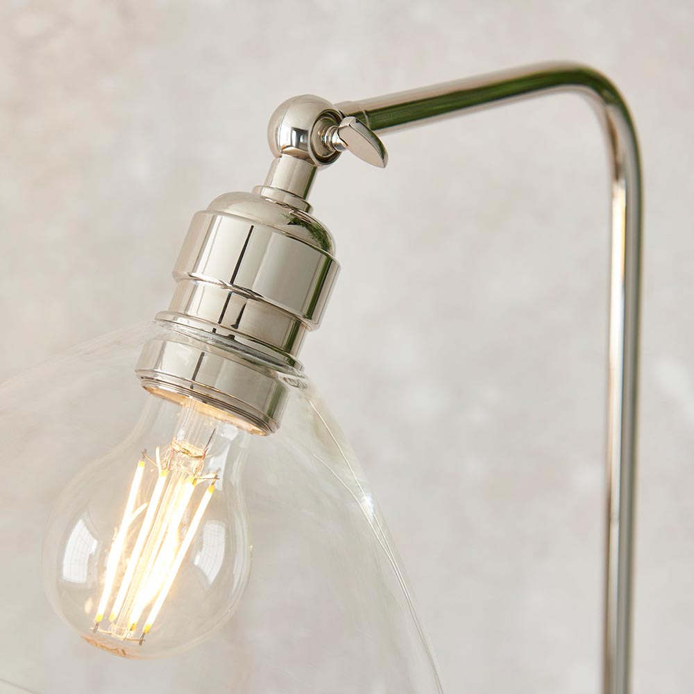 Canton Clear Glass Floor Lamp In Bright Nickel
