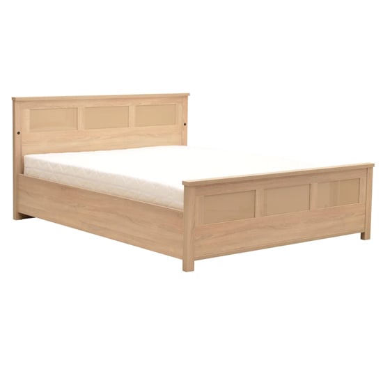Read more about Canton wooden double bed in sonoma oak and led
