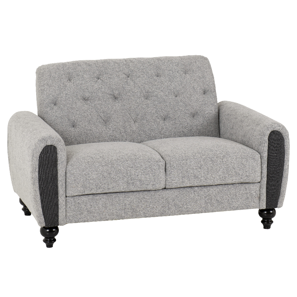 Canton Fabric 3+2 Seater Sofa Set With Black Legs In Light Grey