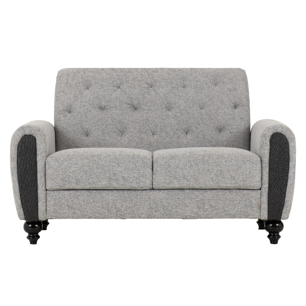 Canton Fabric 3+2 Seater Sofa Set With Black Legs In Light Grey