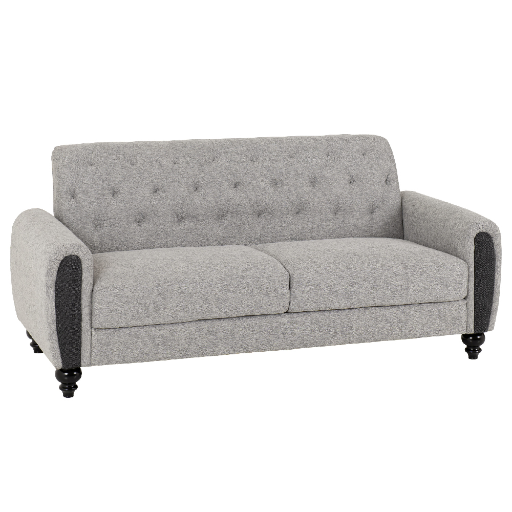 Canton Fabric 3+2 Seater Sofa Set With Black Legs In Light Grey