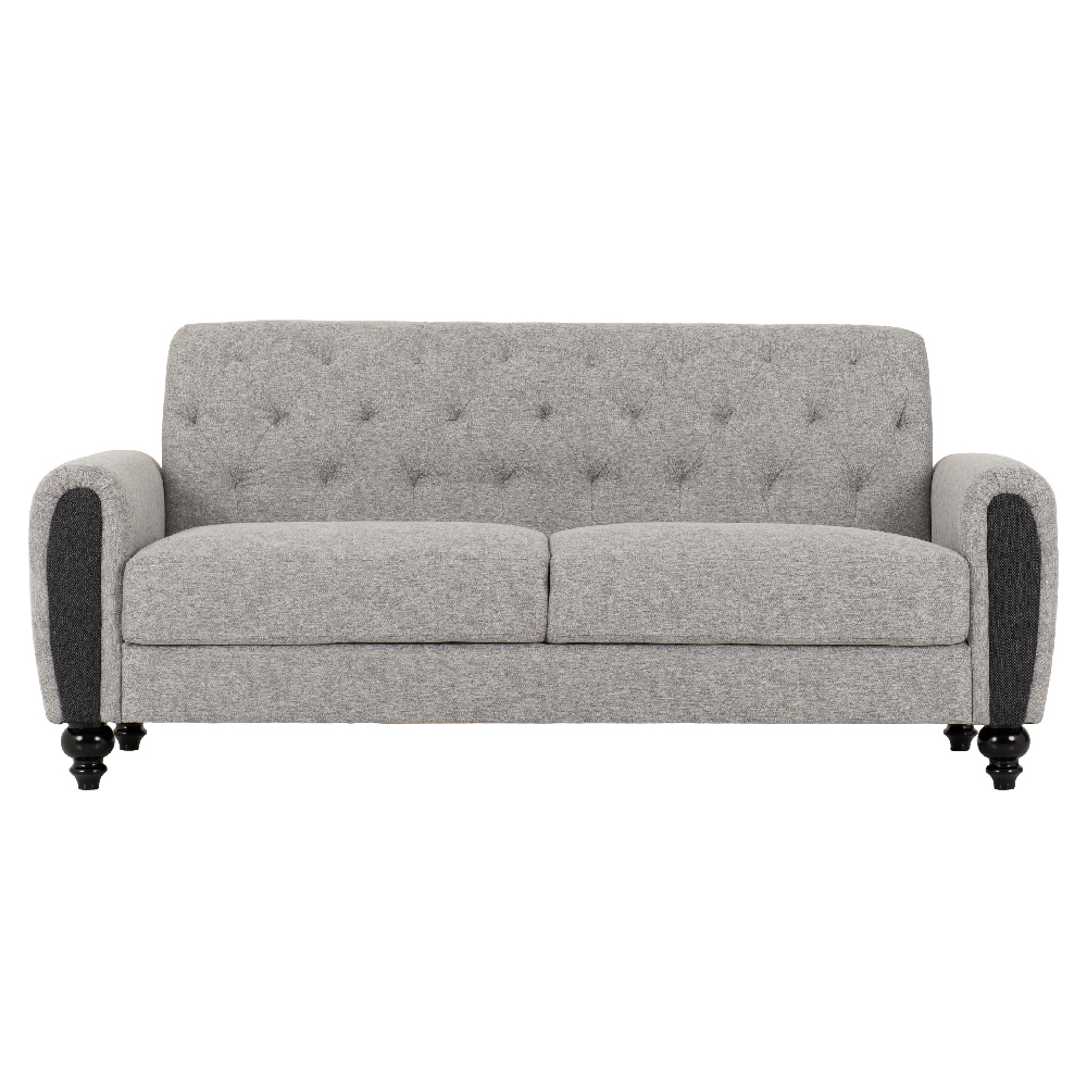 Canton Fabric 3+2 Seater Sofa Set With Black Legs In Light Grey