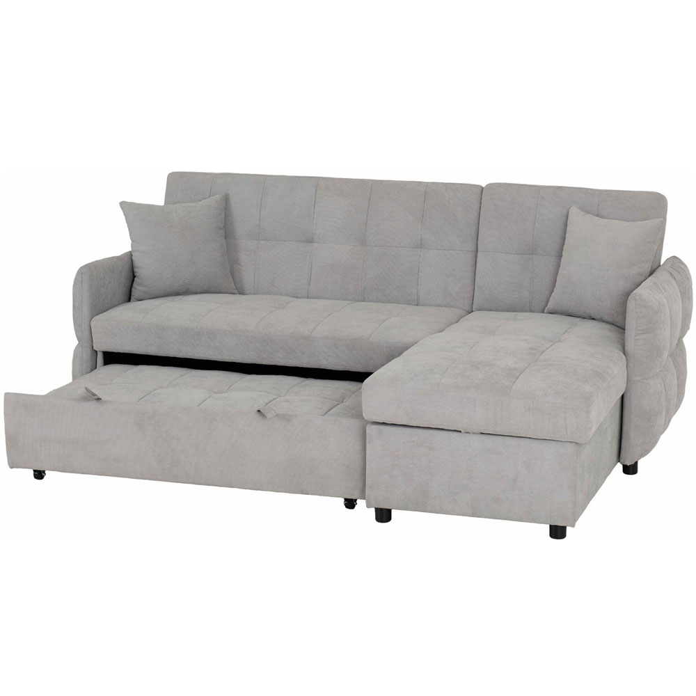 Canton Fabric L Shape Corner Sofa Bed In Silver Grey