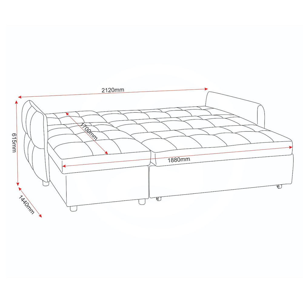 Canton Fabric L Shape Corner Sofa Bed In Silver Grey