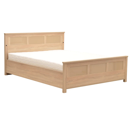 Read more about Canton wooden king size bed in sonoma oak and led