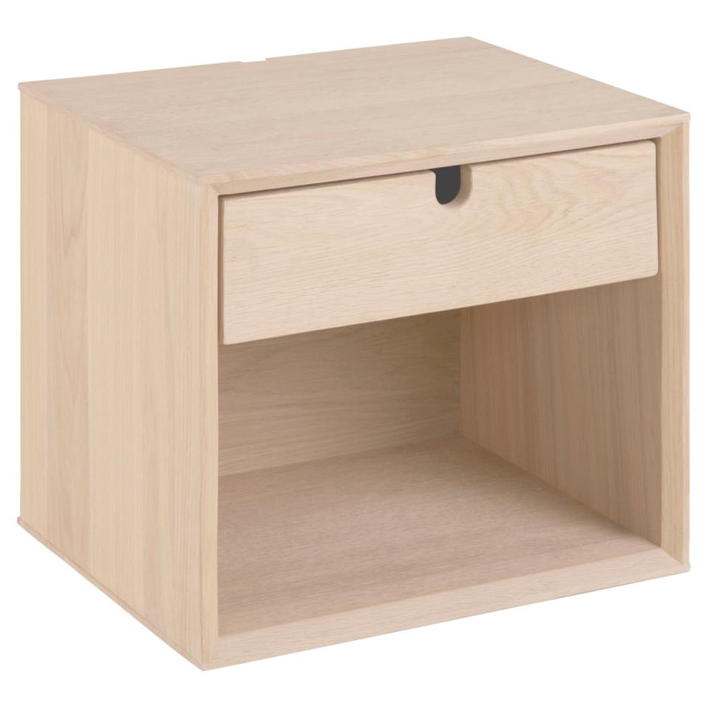 Canton Large Wooden Wall Hung Bedside Cabinet In White Oak
