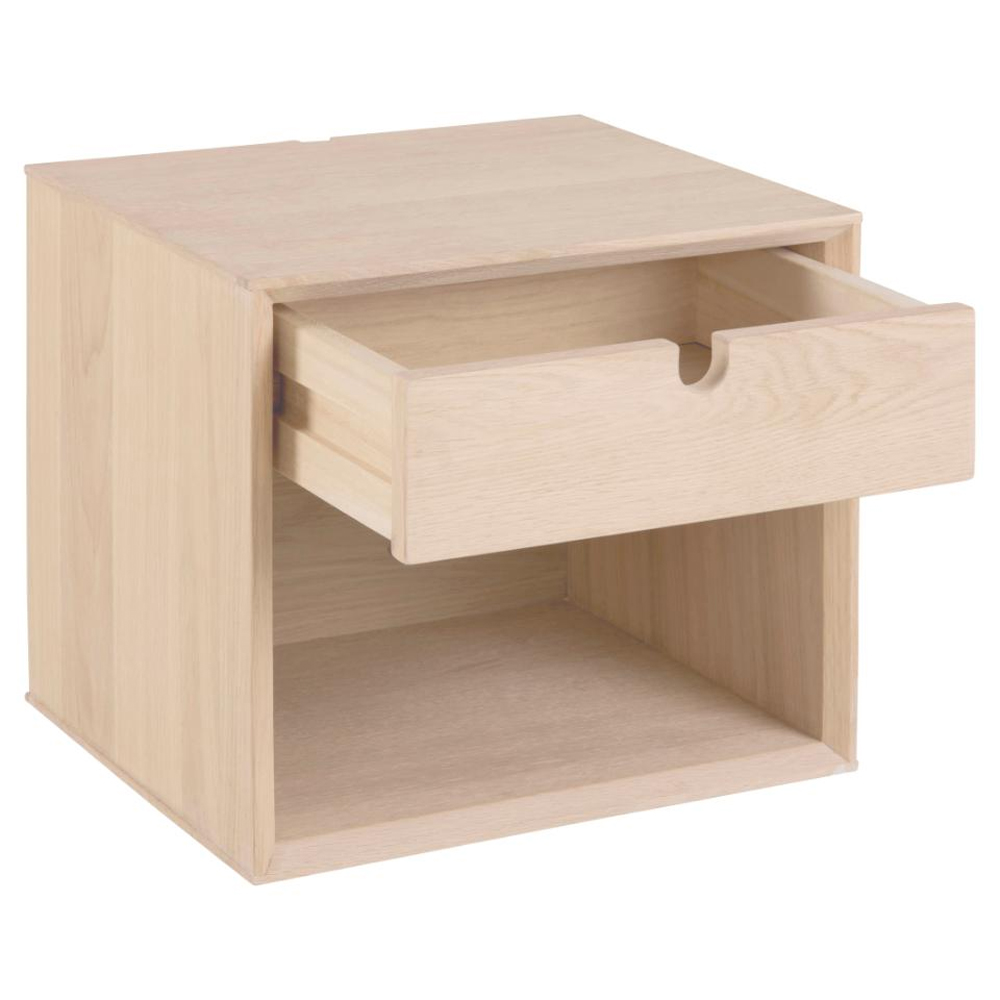 Canton Large Wooden Wall Hung Bedside Cabinet In White Oak