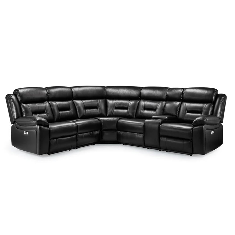 Read more about Canton leather recliner corner sofa in black