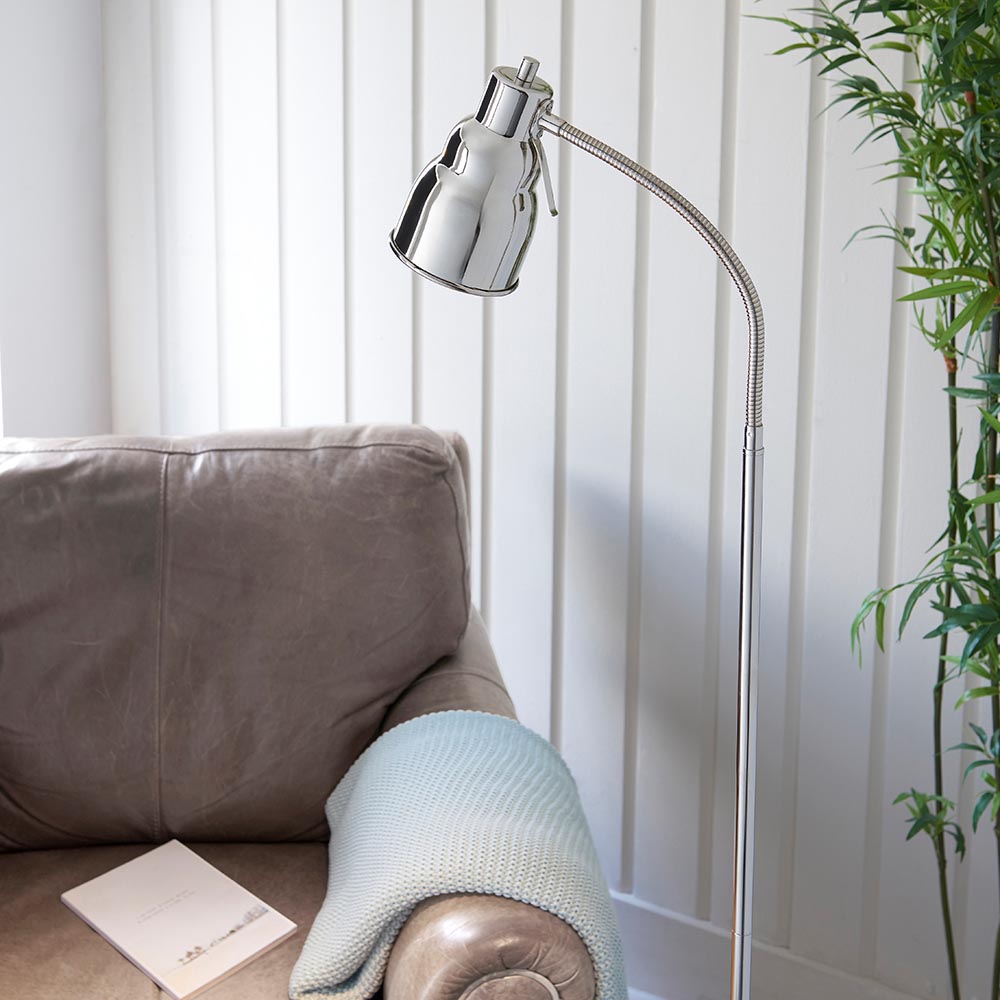 Canton Metal Floor Lamp In Bright Nickel