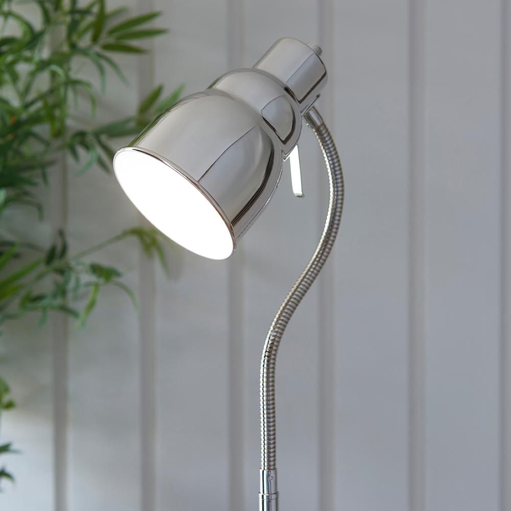 Canton Metal Floor Lamp In Bright Nickel