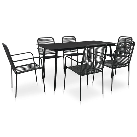 Read more about Canton rope and steel 7 piece outdoor dining set in black