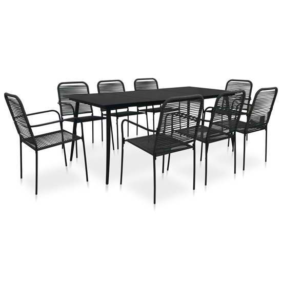 Canton Rope And Steel 9 Piece Outdoor Dining Set In Black thumbnail