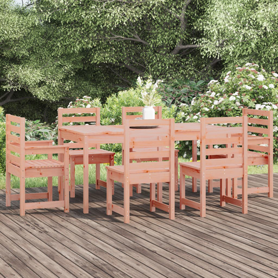 Canton Solid Wood Douglas 7 Piece Garden Dining Set In Natural