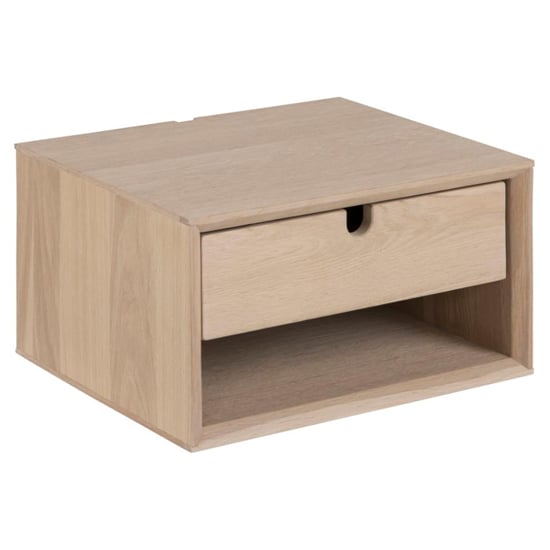 Read more about Canton wall hung wooden bedside cabinet 1 drawer in oak white