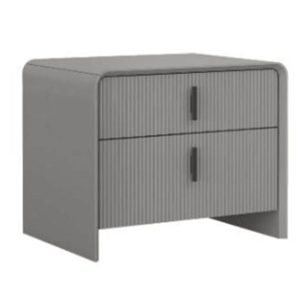 Canton Wooden Bedside Cabinet With 2 Drawers In Flannel Grey