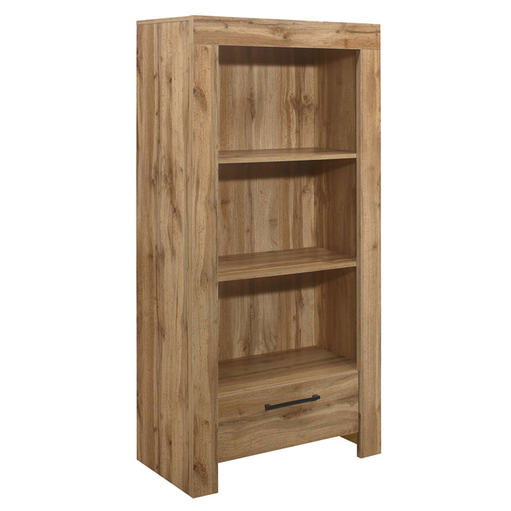 Canton Wooden Bookcase With 3 Shelves And 1 Drawer In Oak