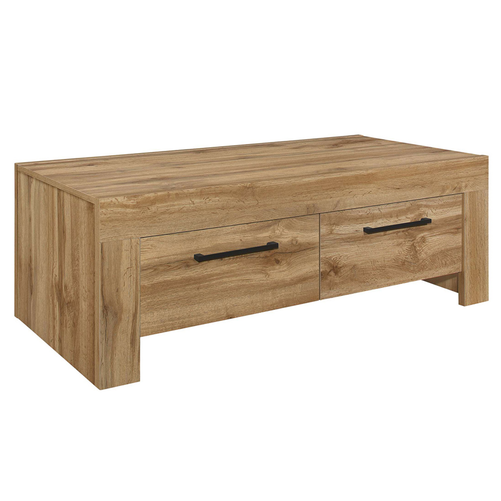 Canton Wooden Coffee Table With 4 Drawers In Oak