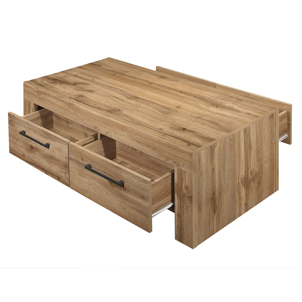 Canton Wooden Coffee Table With 4 Drawers In Oak