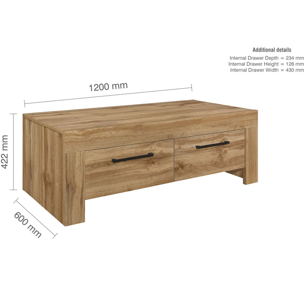 Canton Wooden Coffee Table With 4 Drawers In Oak
