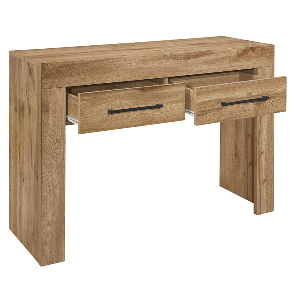 Canton Wooden Console Table With 2 Drawers In Oak