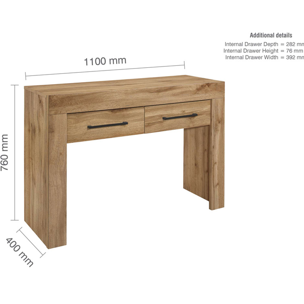 Canton Wooden Console Table With 2 Drawers In Oak