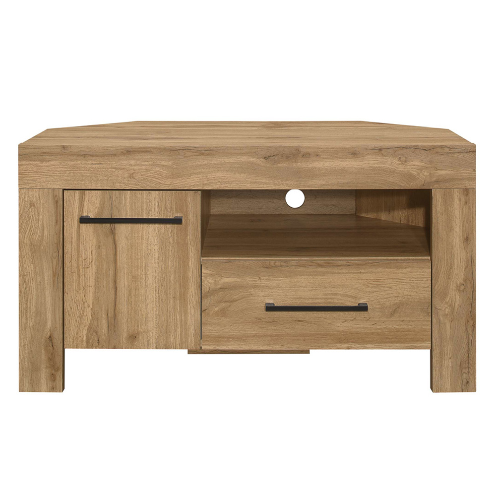 Canton Wooden Corner TV Stand With 1 Door 1 Drawer In Oak