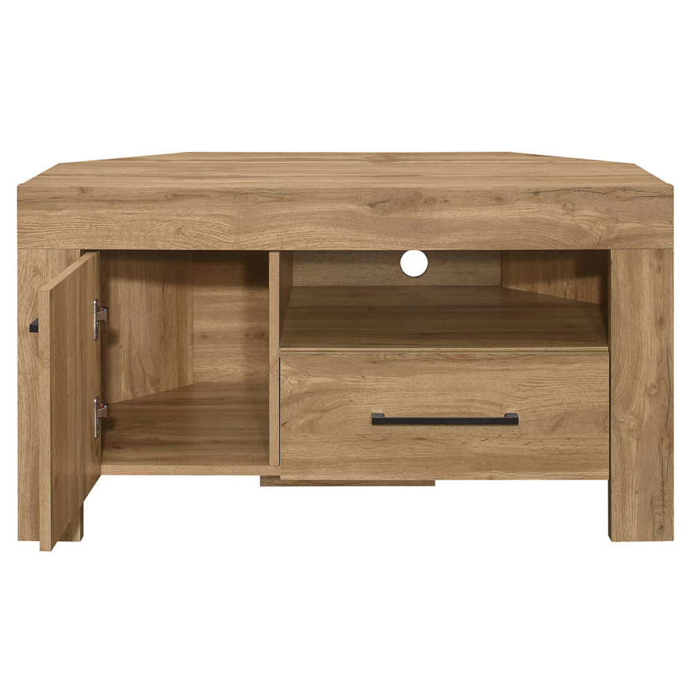 Canton Wooden Corner TV Stand With 1 Door 1 Drawer In Oak