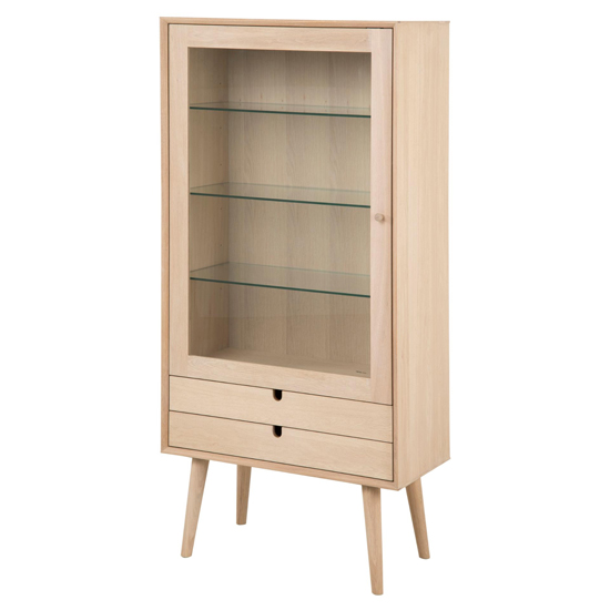 Read more about Canton wooden display cabinet 1 door 2 drawers in oak white