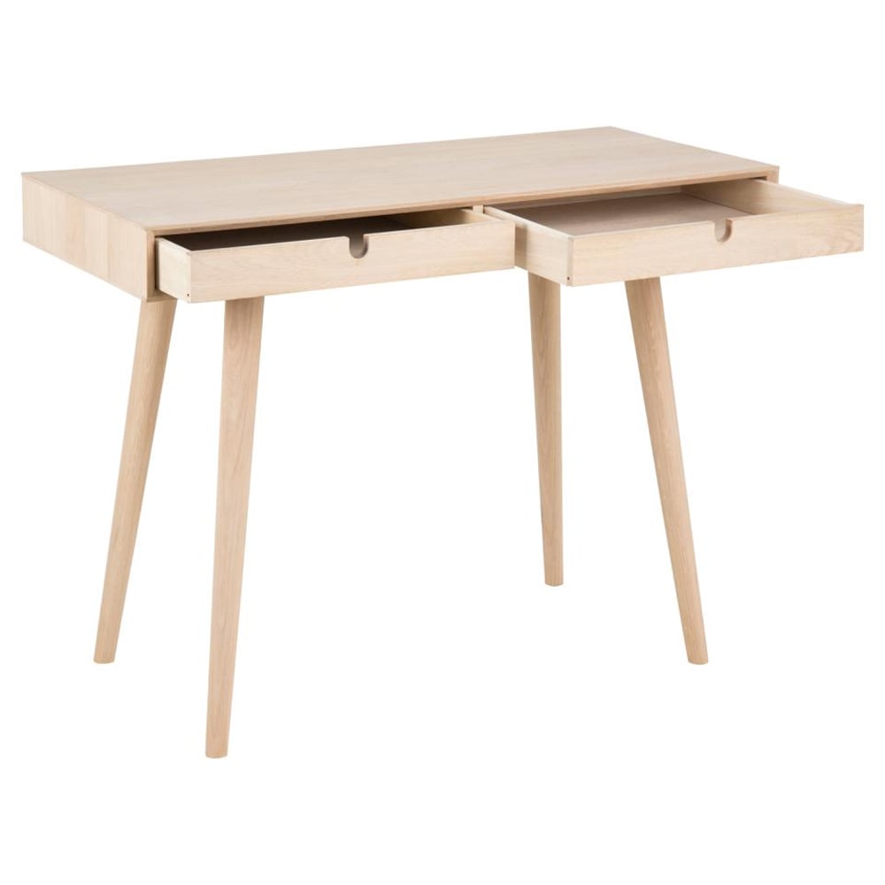 Canton Wooden Laptop Desk With 2 Drawers In White Oak