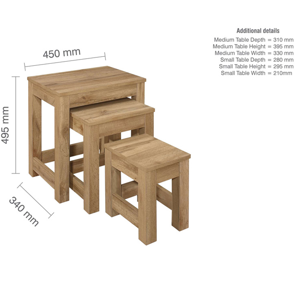 Canton Wooden Nest Of 3 Tables In Oak