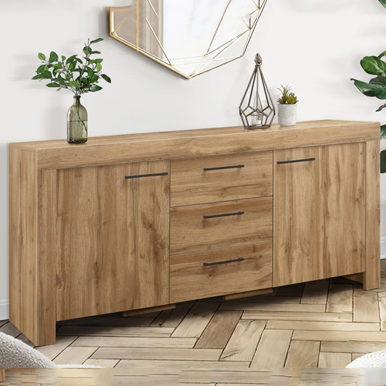 Product photograph of Canton Wooden Sideboard With 2 Doors And 3 Drawers In Oak from Furniture in Fashion