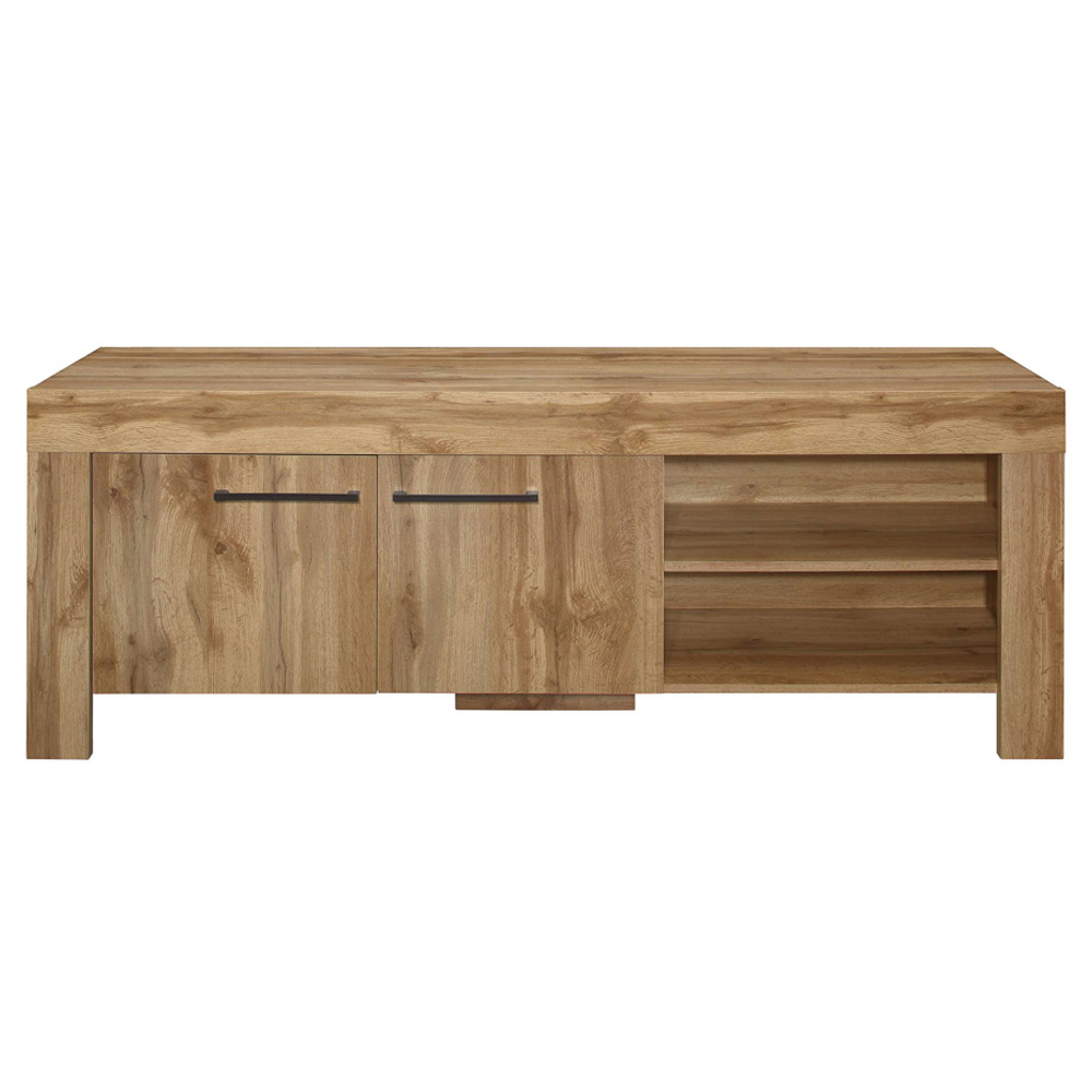 Canton Wooden TV Stand With 2 Doors 2 Shelves In Oak