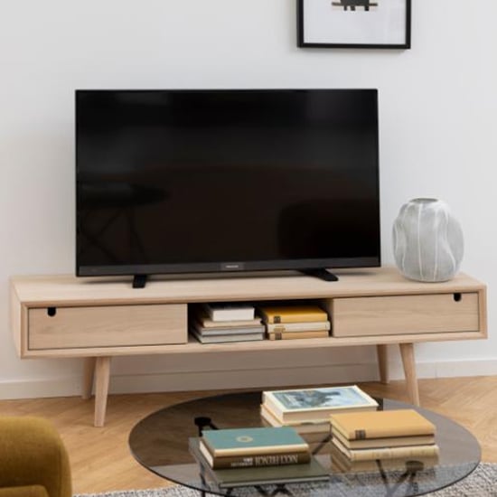 Read more about Canton wooden tv stand with 2 doors in oak white