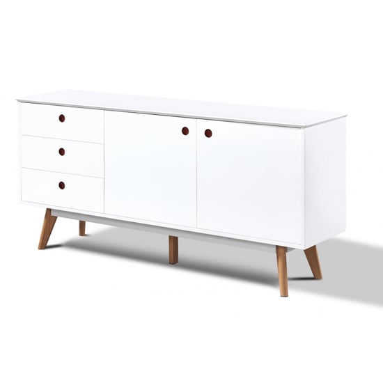 Read more about Benecia wooden sideboard with 2 doors and 3 drawers in white