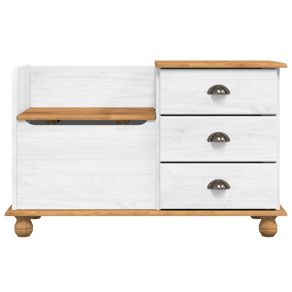 Canutillo Wooden Shoe Storage Cabinet With 3 Drawers In Brown White