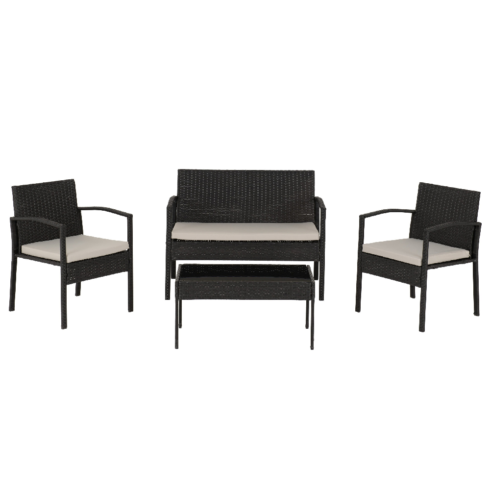 Canyon Fabric 4 Piece Garden Set In Black And Grey