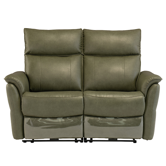 Canyon Faux Leather Electric Recliner 2 Seater Sofa In Green