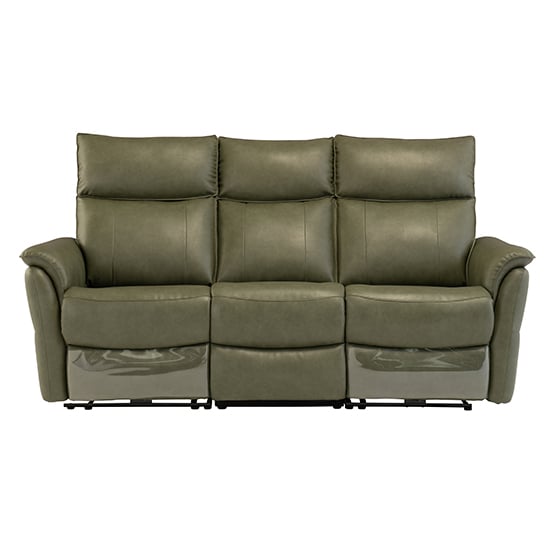 Canyon Faux Leather Electric Recliner 3 Seater Sofa In Green