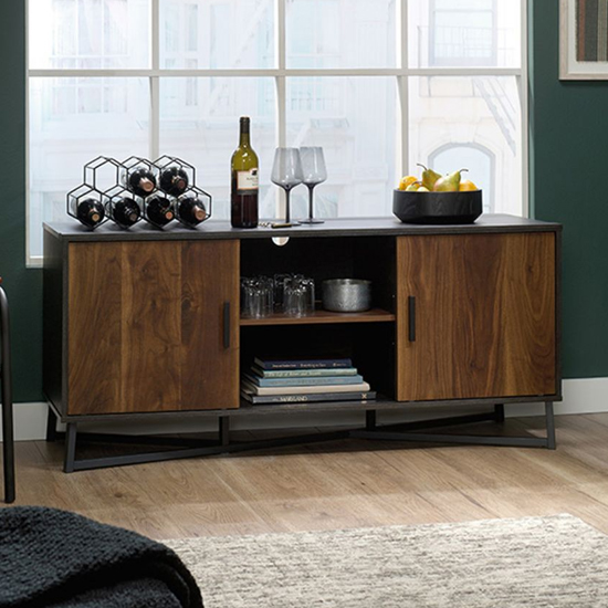Canyon Lane Wooden TV Stand With 2 Doors In Brew Oak