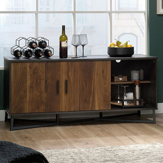 Canyon Lane Wooden TV Stand With 2 Doors In Brew Oak