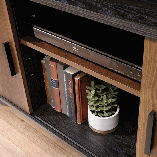 Canyon Lane Wooden TV Stand With 2 Doors In Brew Oak