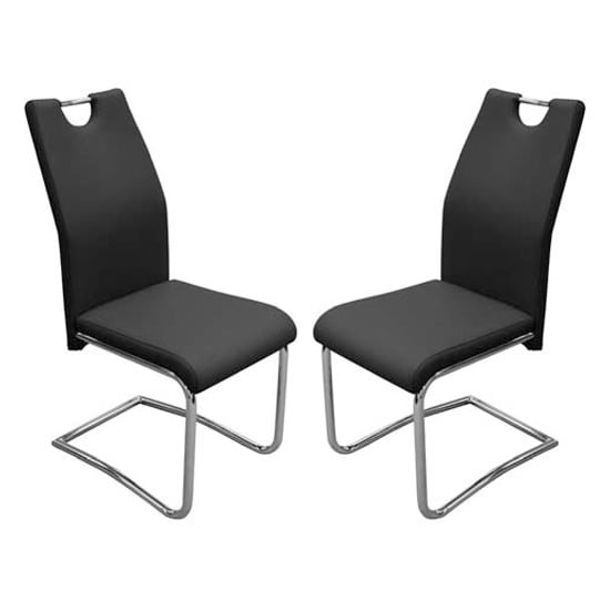 Product photograph of Capella Black Faux Leather Dining Chair In Pair from Furniture in Fashion