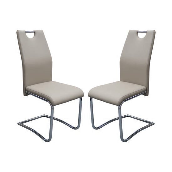 Read more about Capella khaki faux leather dining chairs in pair