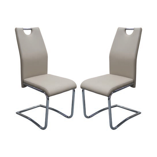 Read more about Capella khaki faux leather dining chairs in pair