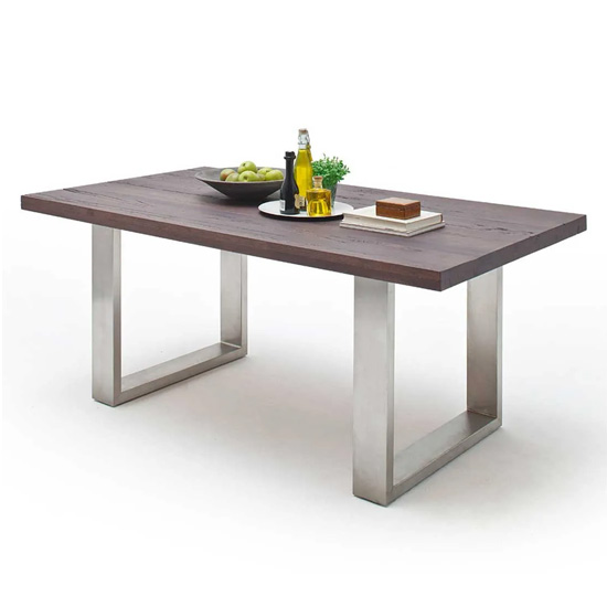 Capello 180cm Weathered Oak Dining Table Stainless Steel Legs Furniture in Fashion