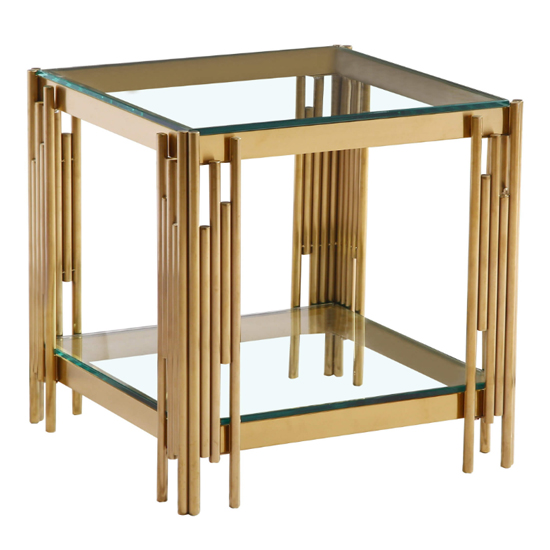 Cappy Clear Glass Lamp Table With Gold Metal Frame