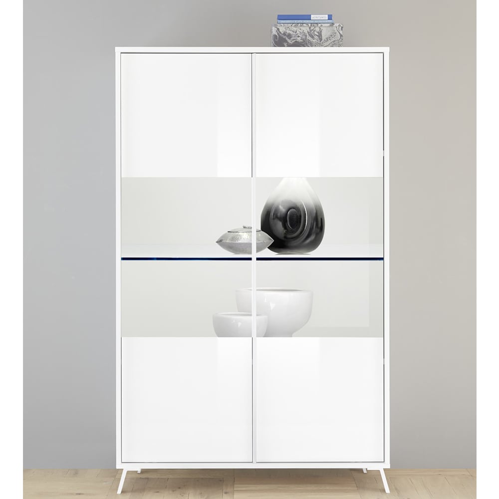 Read more about Cappy high gloss display cabinet with 2 doors in white and led