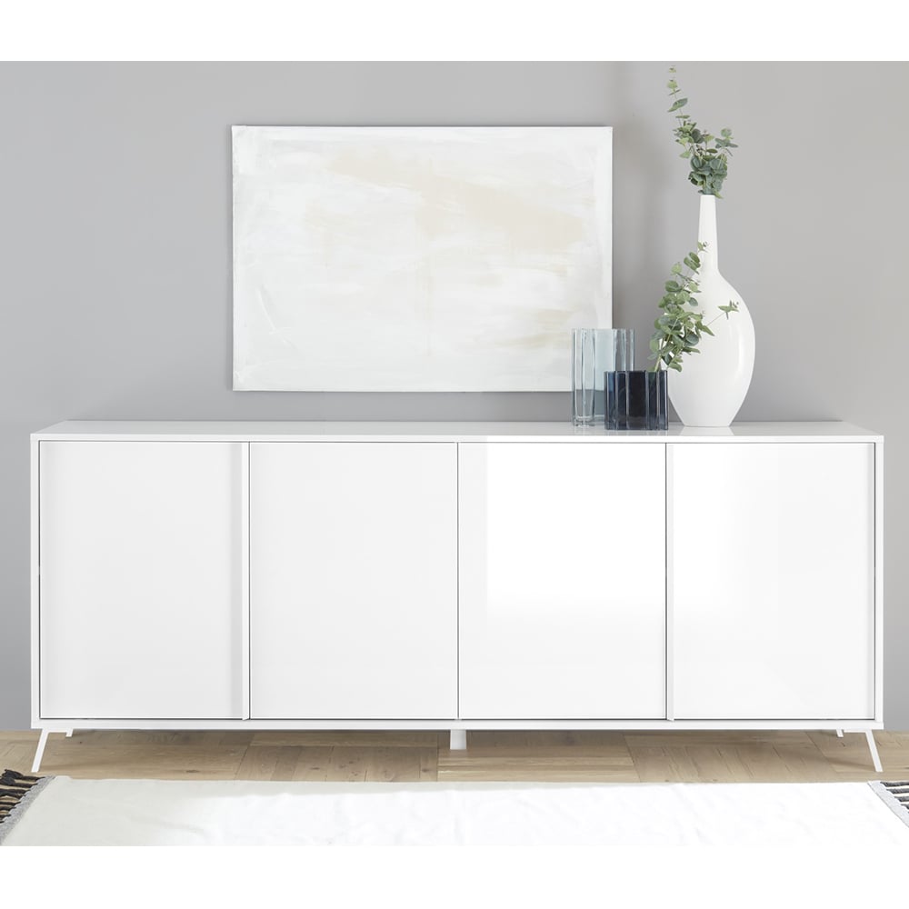 Cappy High Gloss Sideboard With 4 Doors In White