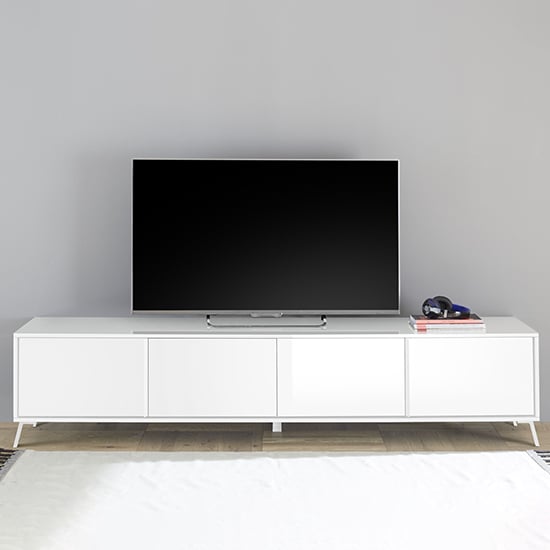 Cappy High Gloss TV Stand With 4 Doors In White