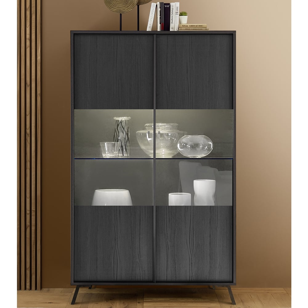 Read more about Cappy wooden display cabinet with 2 doors in black and led